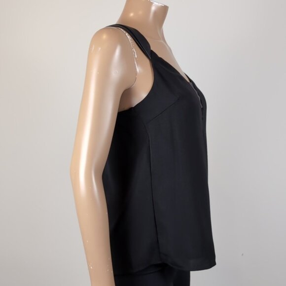 Dynamite Camisole Tank Top Vneck Faux Leather Cut Out Strappy Open Wrap Back - Picture 12 of 14